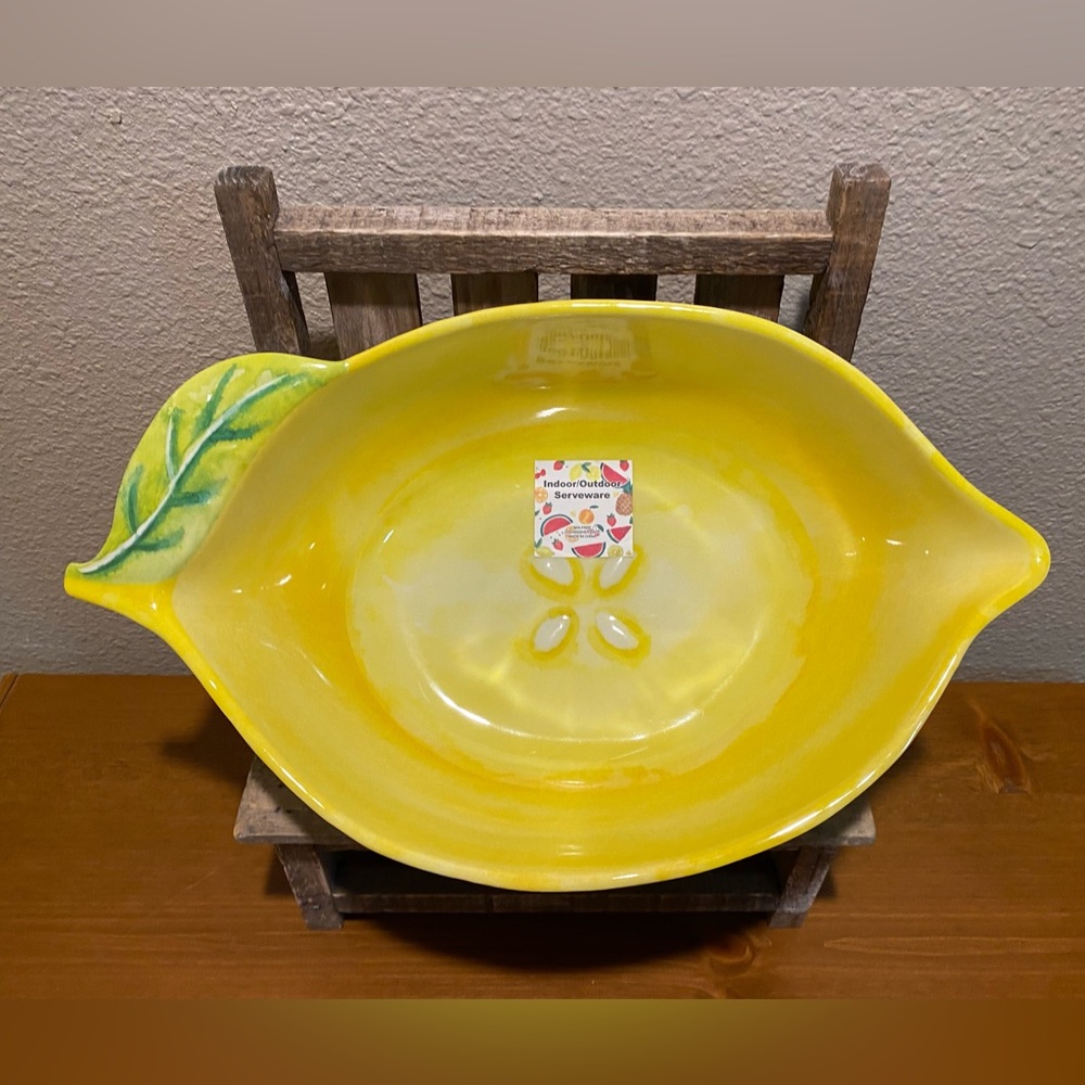 Farmhouse Lemon Serving Bowl, Melamine Lemon Shaped Serving Bowl, Lemon Bowl